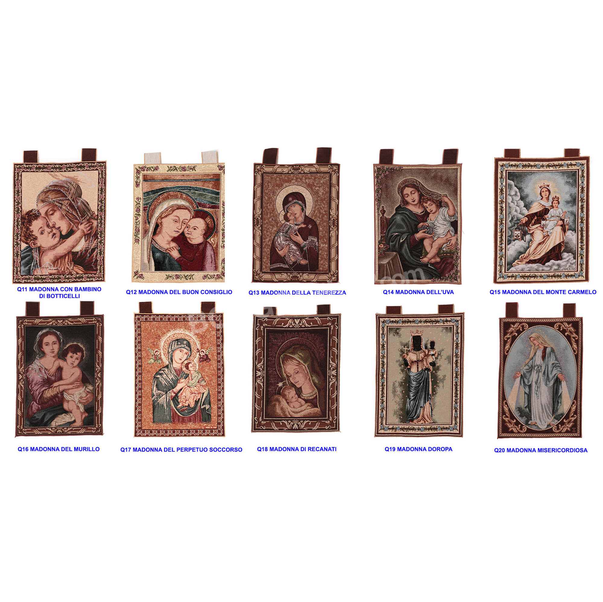 Arazzo Madonna dell'arco di rose cornice ganci 90x60 cm